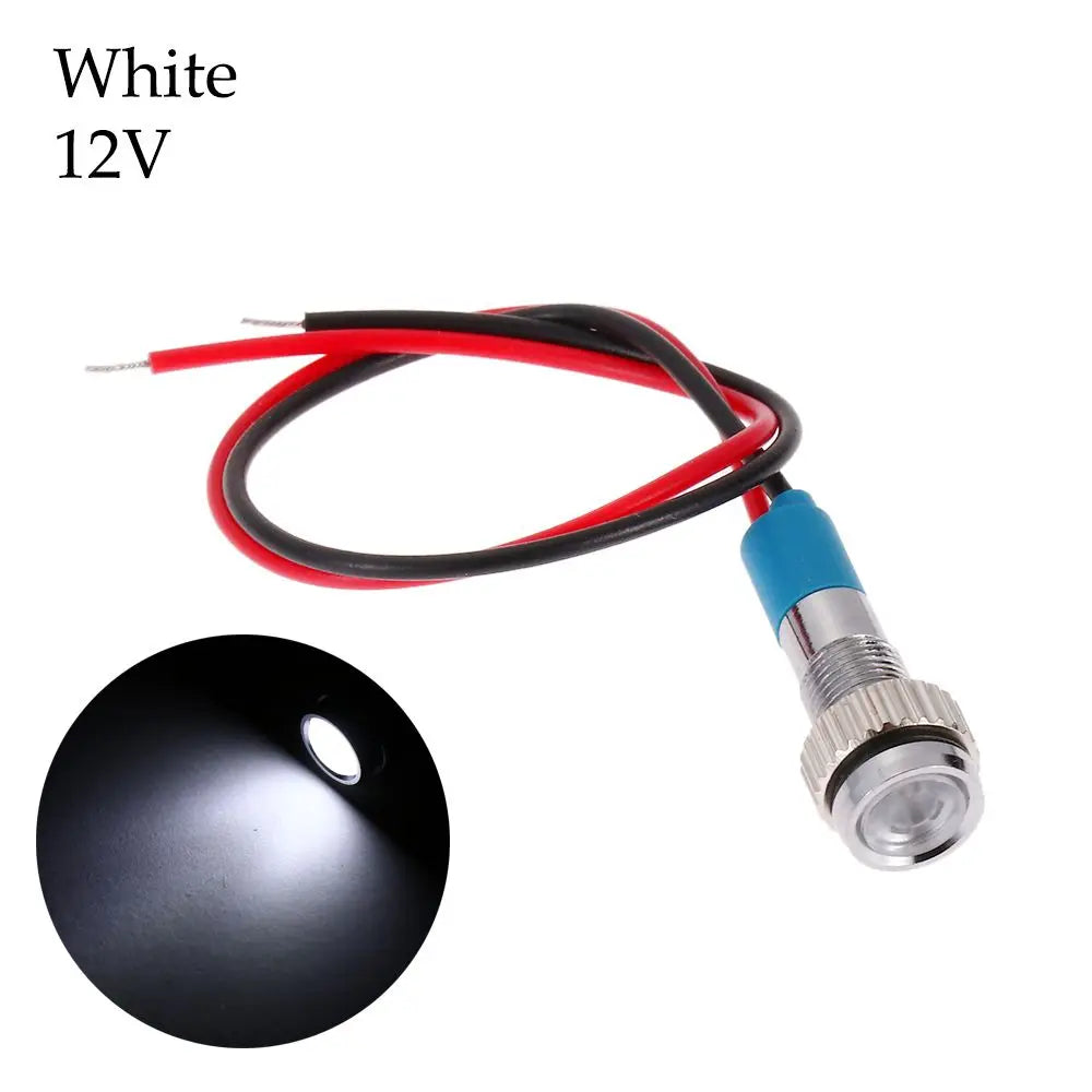1Pc Dashboard With Wire Red Yellow Blue Green White 6mm 3V 5V 6V 9V 12V 24V 220V LED Metal Indicator Light Signal Lamp