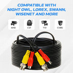 BNC Video Power Cable Extension Wire 5M/10M/20M/30M 2 IN 1 BNC+DC Connector for CCTV, Security Camera, DVR, Surveillance System