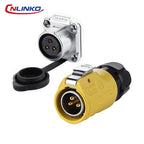 CNLINKO M20 IP68 Circular 2-5Pin 500V Connector Male/Female Solder Type, Heavy Duty Panel Mount for Industrial Equipment Marine