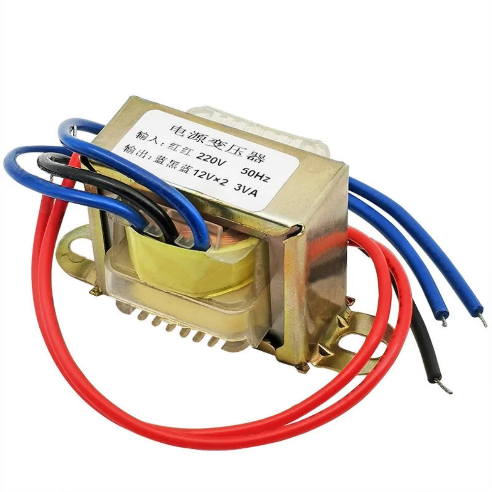 AC220V to Dual 12V Power Transformer 3W, EI Isolation Voltage Stabilizing Transformer for Audio Amplifier Speaker Power Supply