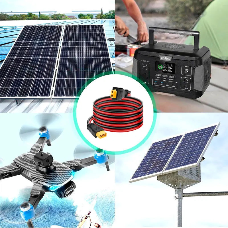 6m 3m 1.5m 12AWG XT60 Male to XT60 Female Charging Cable for ALLPOWERS R600 R1500 R2500 Ecoflow River Delta Etc. Solar Generator
