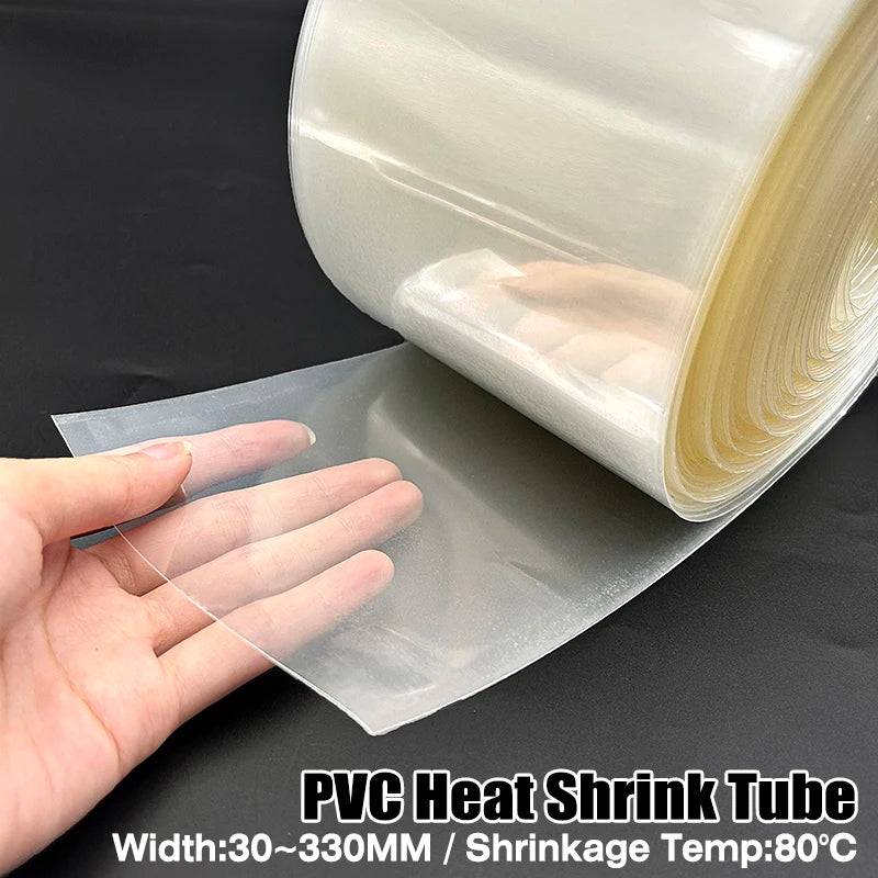 Width 30mm~330mm transparent 18650 PVC heat shrink tubing insulation flame retardant heat shrink tubing wire protection tubing