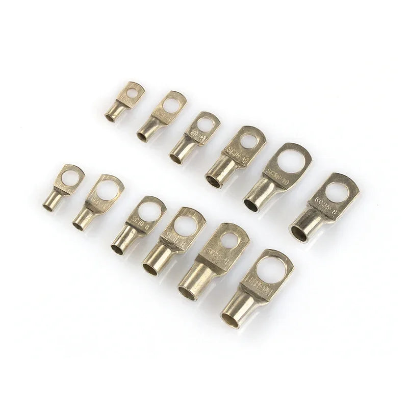 60/100/170pcs SC Bare Bolt Hole Tinned Copper Cable lugs Battery Terminal Wire Terminals Connector Suit SC10-6 SC16-8 SC25-8