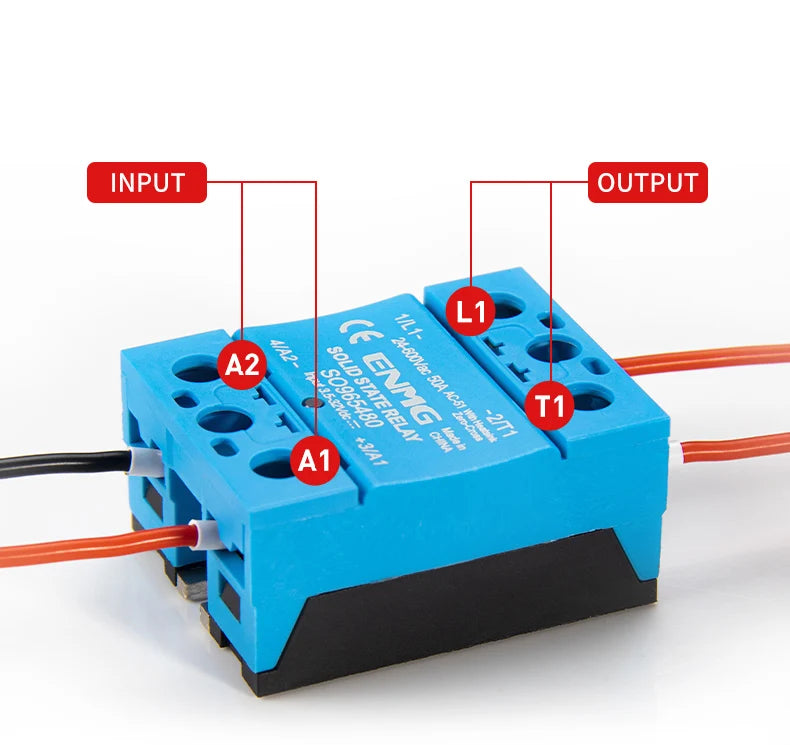 ENMG Single Phase Solid State Relay 12-24VDC Control AC Small SSR Non-Contact Contactor SO9496 Flame Retardant Optical Isolation
