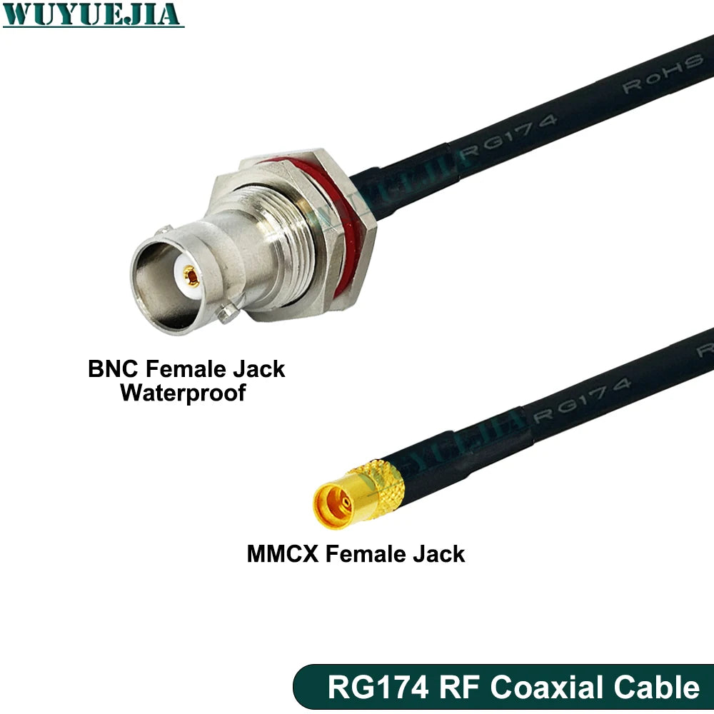 RG-174 Coaxial Cable Q9 BNC Female Waterproof to MMCX Male Connector Crimp Wire Terminal RF Jumper Pigtail Line For Wifi Card