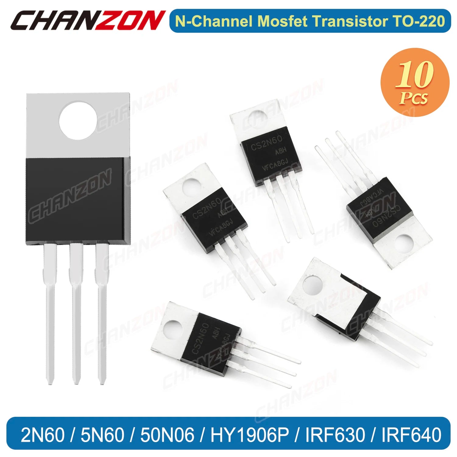 10Pcs Original 2N60 5N60 50N06 Hy1906P Irf630 Irf640 N-Channel Mosfet Transistor to-220 Triode Tube Assorted Integrated Circuit
