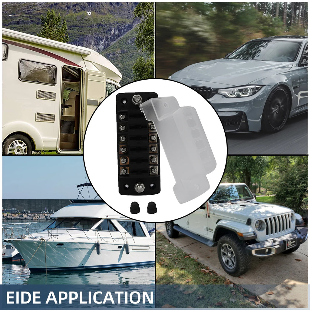 Blade Holder Fuse Box 12/10/8/6 Ways Modified Terminal Block Fuse with LED Warning Light 12V~24V Power Distribution Panel Boat