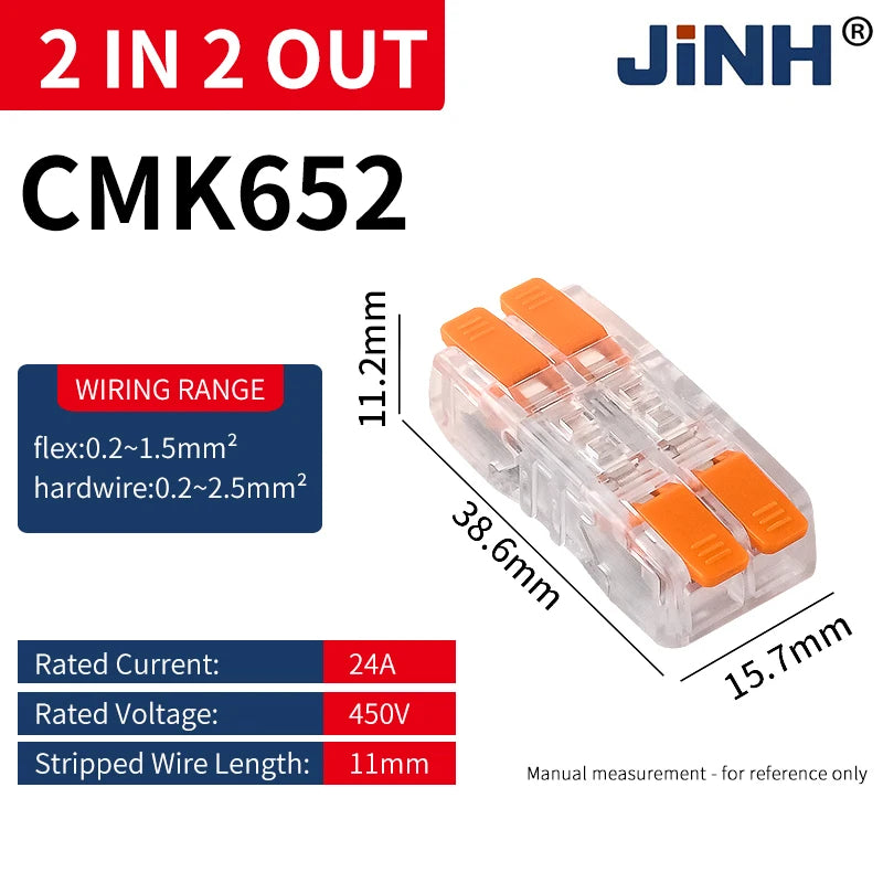 JINH Mini Fast Wiring Cable Connectors Universal Compact Splicing Electrical Conductors 10Pcs Push in Easy Home Terminal Block
