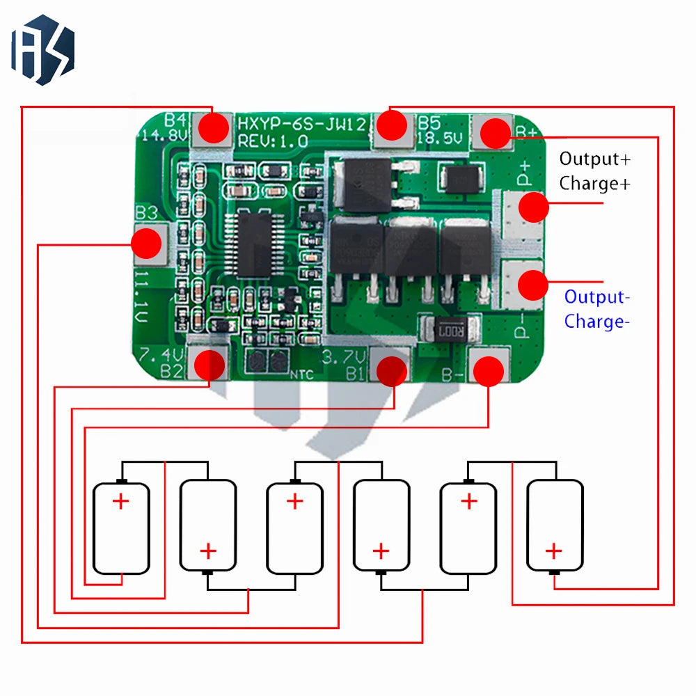 6S 12A/25A 24V 25.2V PCB BMS Protection Board For 6 Pack 18650 Li-ion Lithium Battery Cell Module New Arrival Balanced