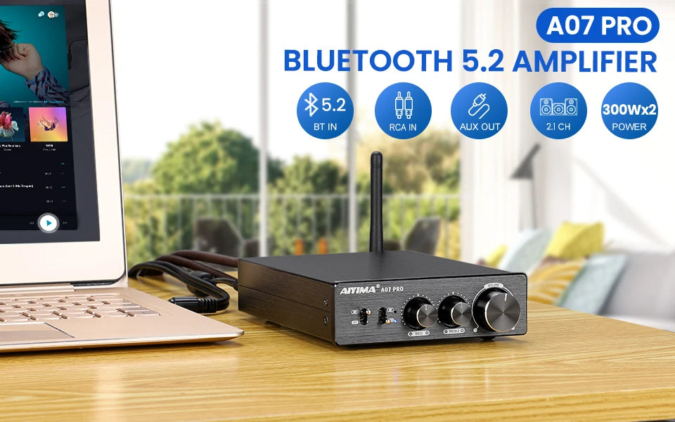 AIYIMA TPA3255 Bluetooth Power Amplifier A07 PRO Audio Amplifier 2.0 Stereo Speaker Amplifiers HiFi Amplificador Amp 300Wx2