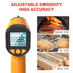TS600 Infrared Thermometer Digital Temperature Gun Laser Non-contact Temp Reader IR Temperature Sensor Adjustable Emissivity