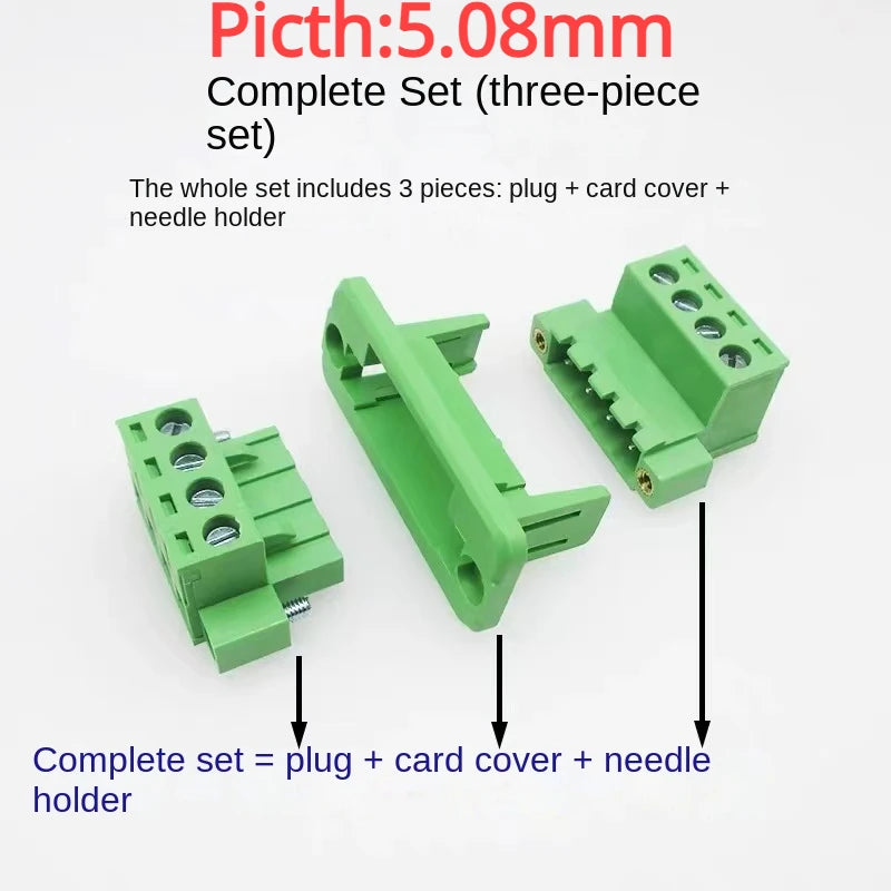 2sets 15EDGWC 3.81mm 5.08mm Terminal Block Through-wall Welding-free Plug-in Type 2P/3P-16P 15EDG 3.81mm with Flange Fixed Panel