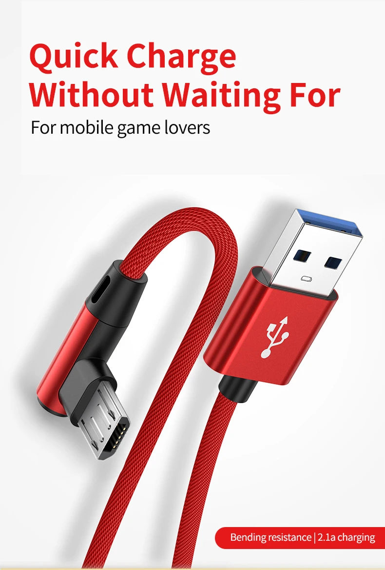 OLAF 5A USB C Cable Fast Charging Micro USB for Huawei Mate 40 30 Xiaomi Samsung 90 Degree Mobile Phone Charging Cord 1M/2M/3M