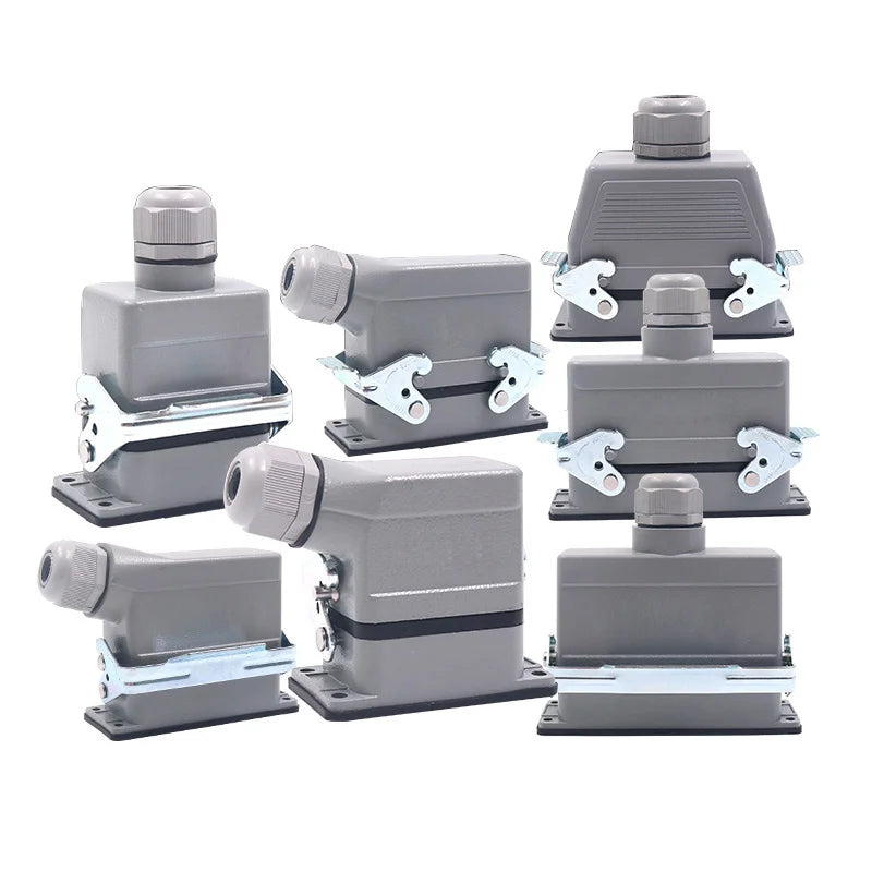 Rectangular Heavy Duty Connectors HDC HE 4 6 8 10 16 20 24 32 48 Core Pin 16A Waterproof Aviation Plug Top Side Line Connector