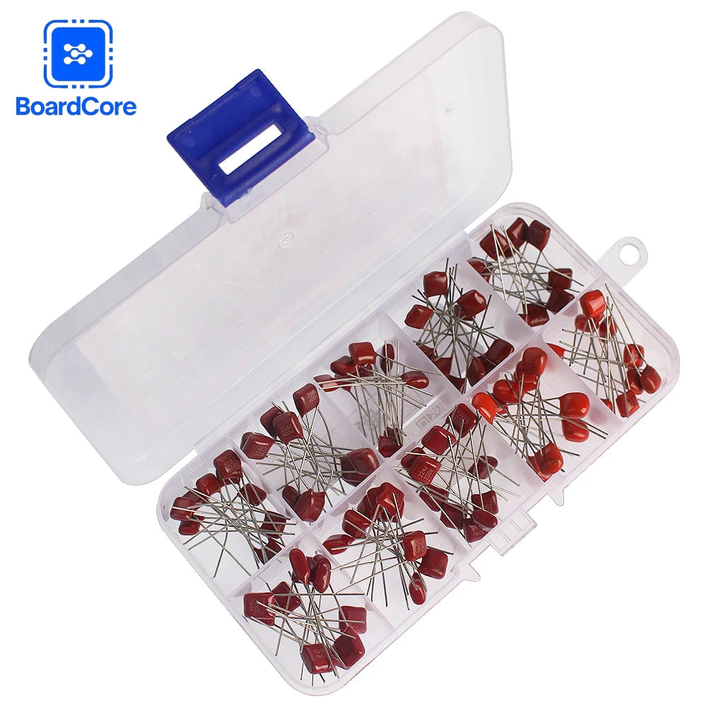 CBB Polypropylene Film Capacitor Box Kit 10nF~470nF Capacitor Bank 10nF 22nF 33nF 47nF 100nF 220nF 330nF 470nF 100 PCS