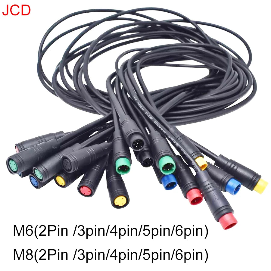 1m M6 M8 2 3 4 5 6 Pin Core Male To Female Julet Electric Butt Cable Plug Connector Scooter Brake Waterproof Signal Sensor Cord