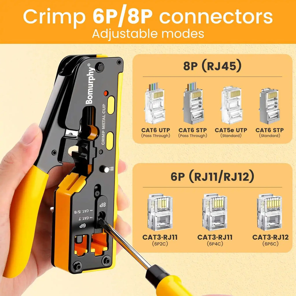 RJ45 CAT7 CAT6A Crimping Tool for Cat7/6a/6/5e Network Connector Wire Cutter Wire Stripper Ethernet Crimper Set