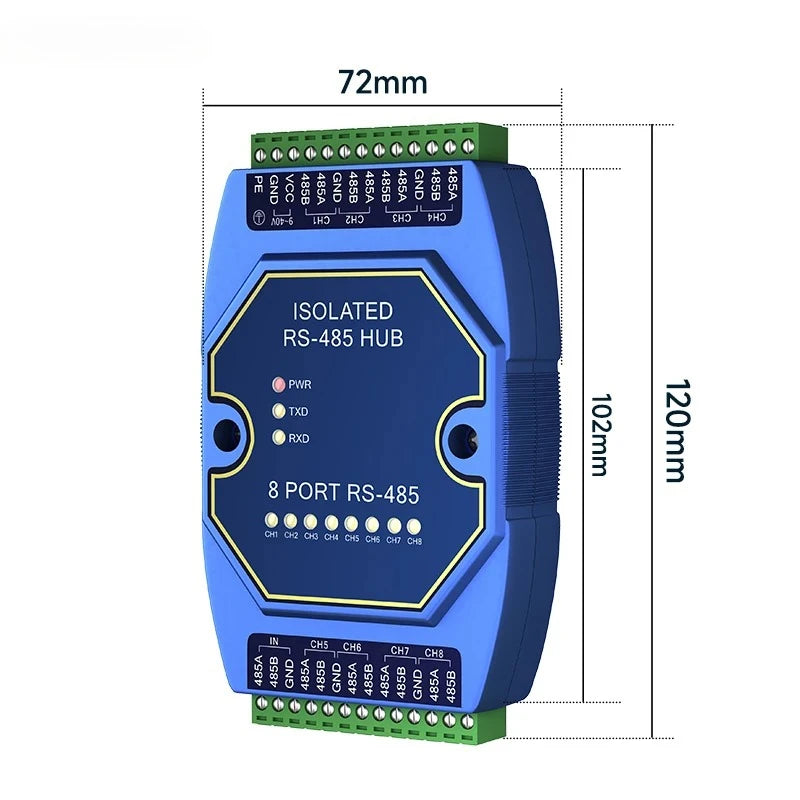 RS485 Hubs Photoelectric Isolation Industrial CDEBYTE ESD Protection Power and Signal Isolation DC 8-28V