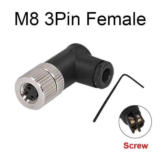 Cloweit M8 Sensor Connector Waterproof Male&Female Plug Straight Angle Screw Threaded Coupling 3pin 4p Panel Mount Flange Socket