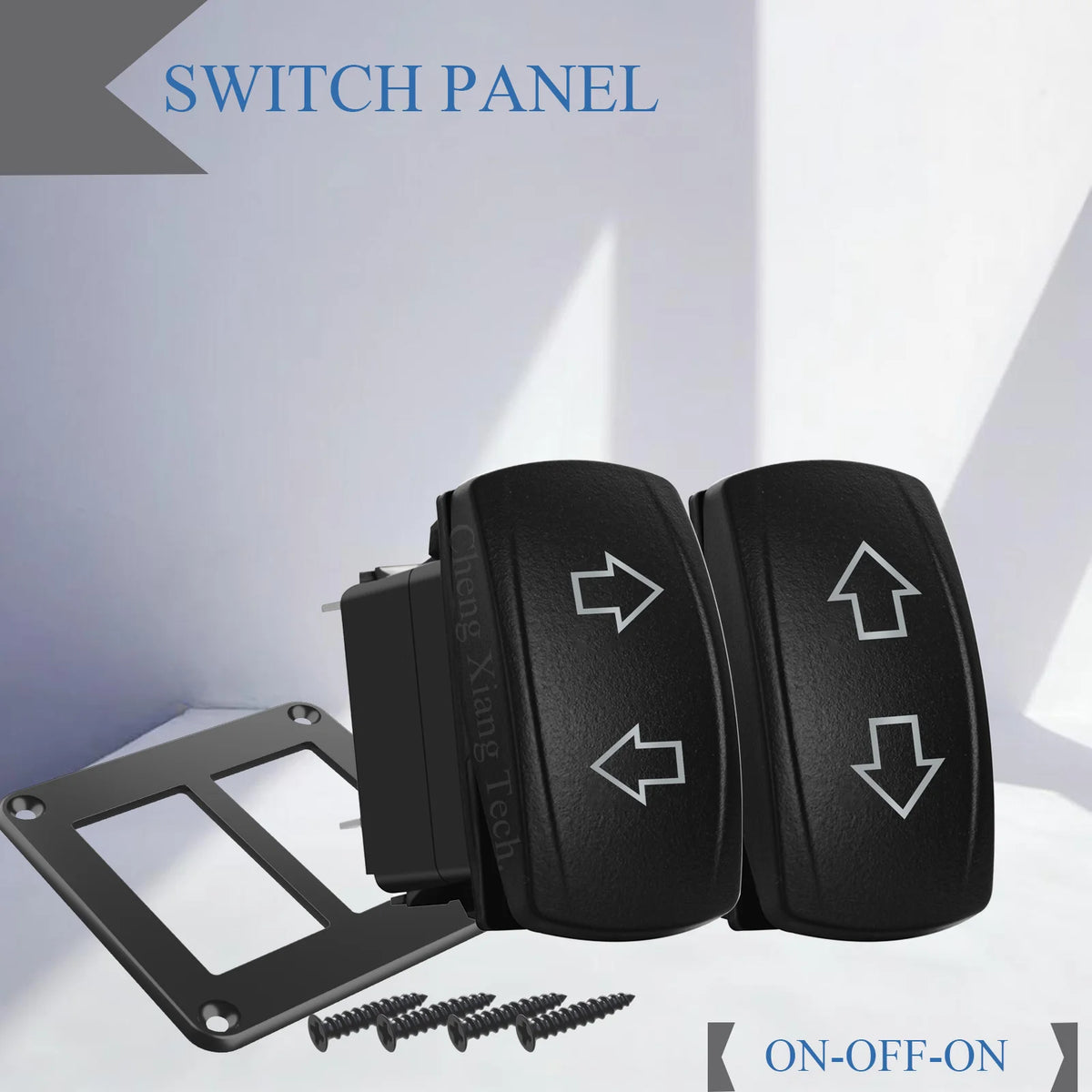Waterproof 12V/24V 7-Pin DPDT Reverse Polarity Rocker Switch Blue LED Latching/Momentary On-Off-On for DC Linear Actuators Motor
