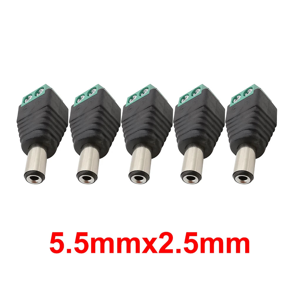 5/10Pcs 5.5 x 2.1mm 5.5 x 2.5mm DC Power Male Female Plug Jack Connector Adapter For 3528 5050 LED Strip Light Camera