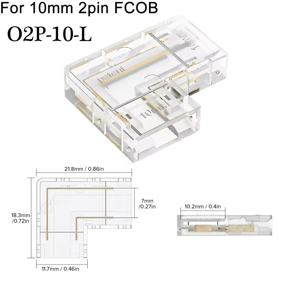 COB Led Strip Connector Light Strip Wire Connectors 2 3 4 Pin L-shaped For 5 8 10mm Width PCB Single Color RGB CCT Strip