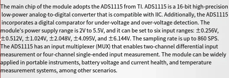 ADS1115 analog-to-digital converter - 4-channel high-precision 16-bit ADC data acquisition module - I2C communication