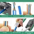 RJ45 Pass Through Crimp Tool, RJ45 Cat5 Cat6 Cat7 Crimping Tool, RJ11 Crimping Tool, Ethernet Network Cable Crimper Stripper