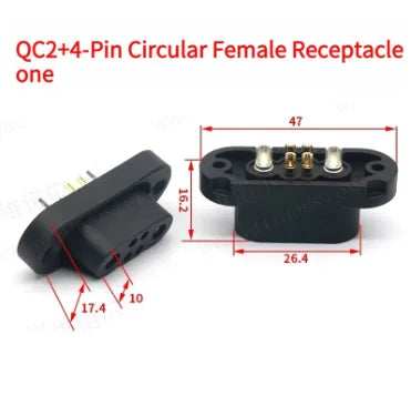 New QC2+0 Round Electric Plug  Lithium Socket for  500V Waterproof Male and Female Skateboards and Bicycles Energy Connector