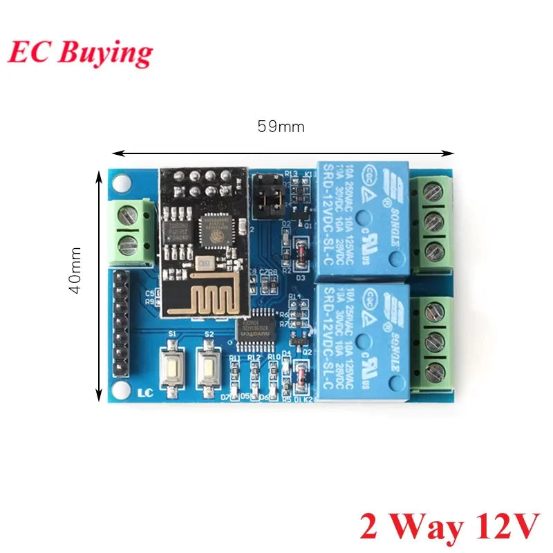 ESP8266 ESP-01 WiFi Relay 1 2 4 Way Channel 5V 12V Things Smart Home Remote Control Switch ESP01 Wireless Module Phone APP