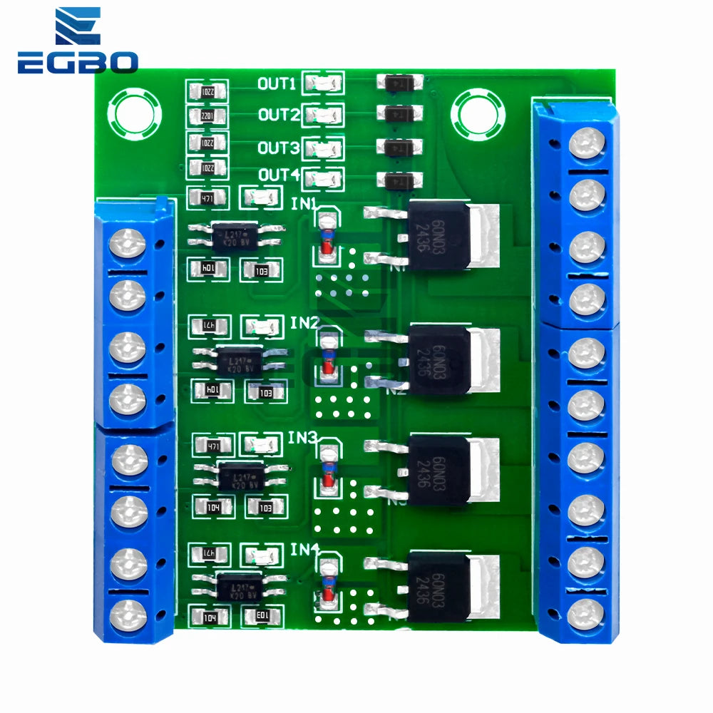 4-Channel MOS Optocoupler Isolation Module DC3-20V 10A with Signal Indicator Light Fotoelektrische Isolator ﻿