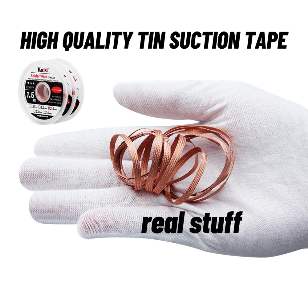 1pcs Width 1.5mm 2.0mm 2.5mm 3.0mm Solder Wick Remover Desoldering Braid Wire Braid Solder Remover Wick Wire for BGA stencil