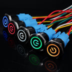 12/16/19/22mm Push Button Switch Oxidized Black Momentary Latching Fixed On Off Power Switch with wire LED Light 5V 12V 24V 220V