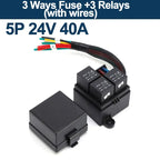 12V/24V 40A 4/5 Pin 3-Way Fuse Relay Box, 3 Relay Holder Standard ATO Fuse Block with Free Assembly for Car Motorcycle