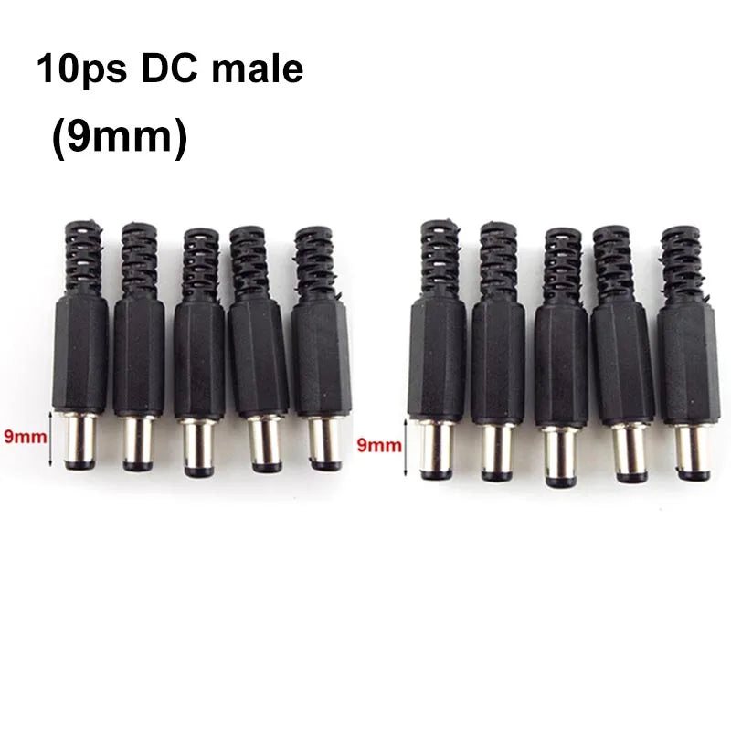 5pcs 10pcs DC female male Power Plug 5.5mm x 2.1mm Male  Female Jack Socket Adapter Connectors Set For DIY Projects Connector