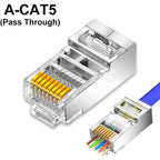 CAT6 CAT7 CAT5 RJ45 Shielded Connectors Pass Through Modular Plug Network UTP 50μ Gold-Plated 8P8C Crimp End for Ethernet Cable