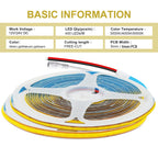 5mm 8mm PCB Free Cut COB LED Strip 12V 24V Tape Light 400 Leds Flexible 3000k 6000k 4000k 0.5m 2m 5m 10m 20m Linear Lighting