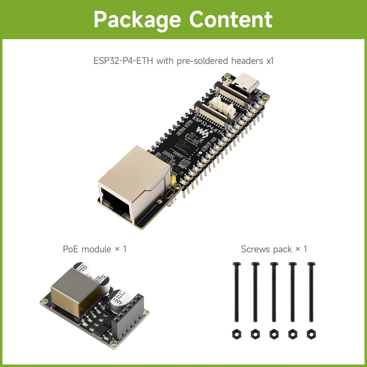 Waveshare ESP32-P4-ETH High-Performance Development Board, Based On ESP32-P4, With 100 Mbps RJ45 Ethernet Port