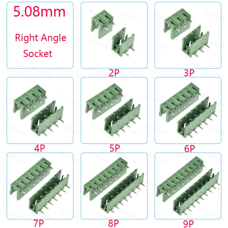 10PCS 2.54/3.81/5.08MM 2EDG 15EDG 2/3/4/5/6/7/8 Pin Screw Terminal Block Connector Pitch Plug+Straight/Curved Needle Pin Socket