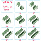 10PCS 2.54/3.81/5.08MM 2EDG 15EDG 2/3/4/5/6/7/8 Pin Screw Terminal Block Connector Pitch Plug+Straight/Curved Needle Pin Socket