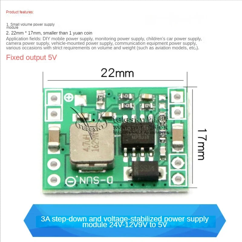 1PCS DC-DC 3A 5A Adjustable Step-down Power Module Board Voltage Stabilizing Aircraft Model MP1584EN 24V 12V 9V To 5V