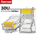 AMPCOM CAT5e RJ45 Connector 8P8C Modular Ethernet Cable RJ 45 Ends Ethernet Cable Crimp Connectors UTP Network Plug