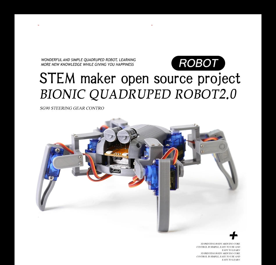 Quadruped Spider Robot  Kit v2.0 ESP8266，3D printed Bionic robot DIY NodeMCU Programming robot Maker Open source hardware
