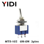 5pcs 10pcs MTS-102 103 MTS-202 203 Toggle Switch 6A 125VAC on on SPDT 6mm Mini Switch DPDT on off on Waterproof Cap