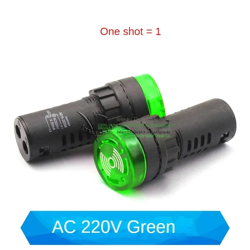 1PCS 12mm AD16-22SM 12V 24V 36V 48/110/220V Flash Signal Light Red LED Active Buzzer Beep Alarm Indicator Red Green Yellow Black