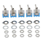 5PCS Miniature Toggle Switch Double Pole Double Throw DPDT (MTS202) ON-ON 120VAC 6A 1/4 Inch Mounting MTS-202