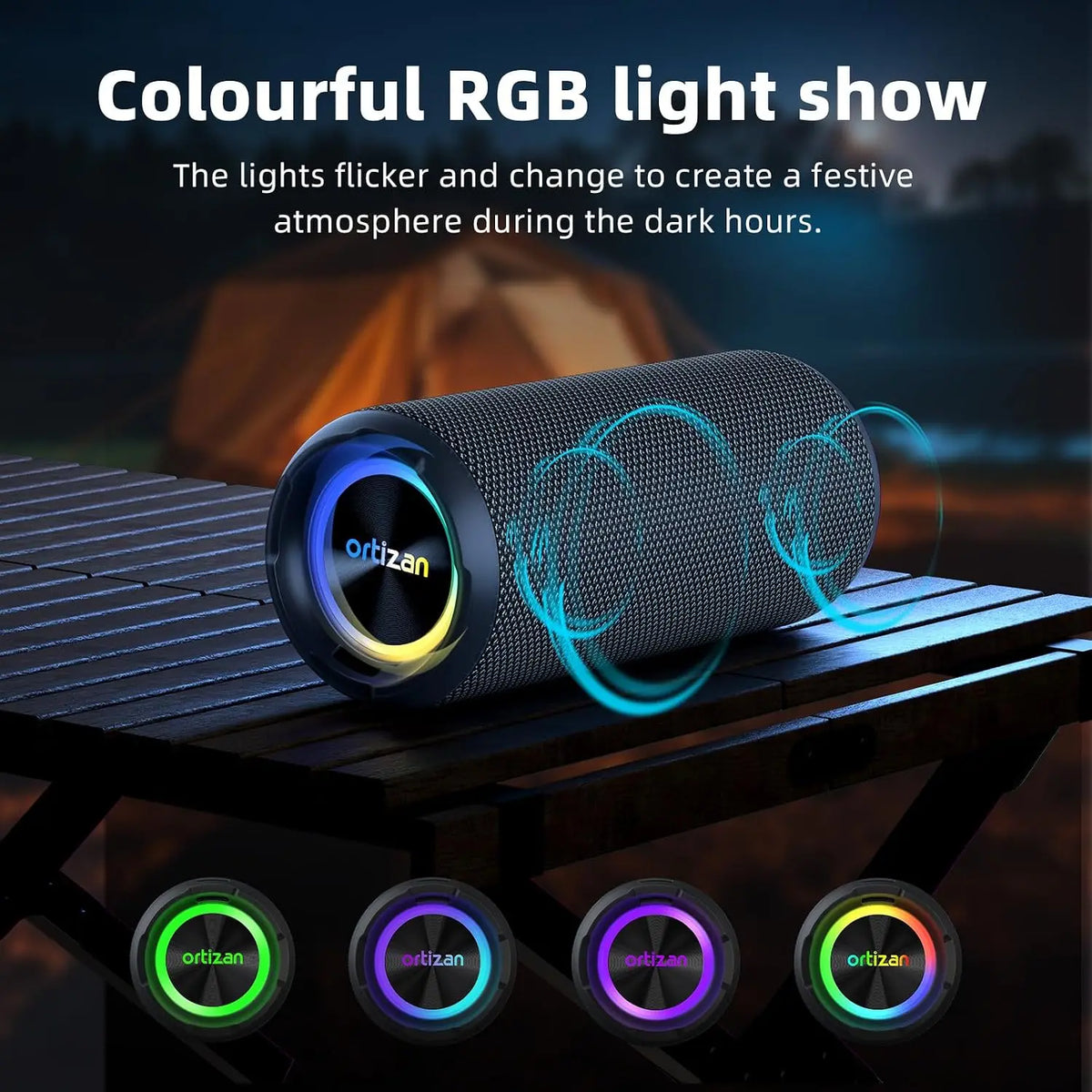 Ortizan Bluetooth Speakers 40W TWS Portable Speaker with Stereo Sound Bass, Bluetooth 5.3 Wireless USB Type C Outdoor, 6600mAh Battery