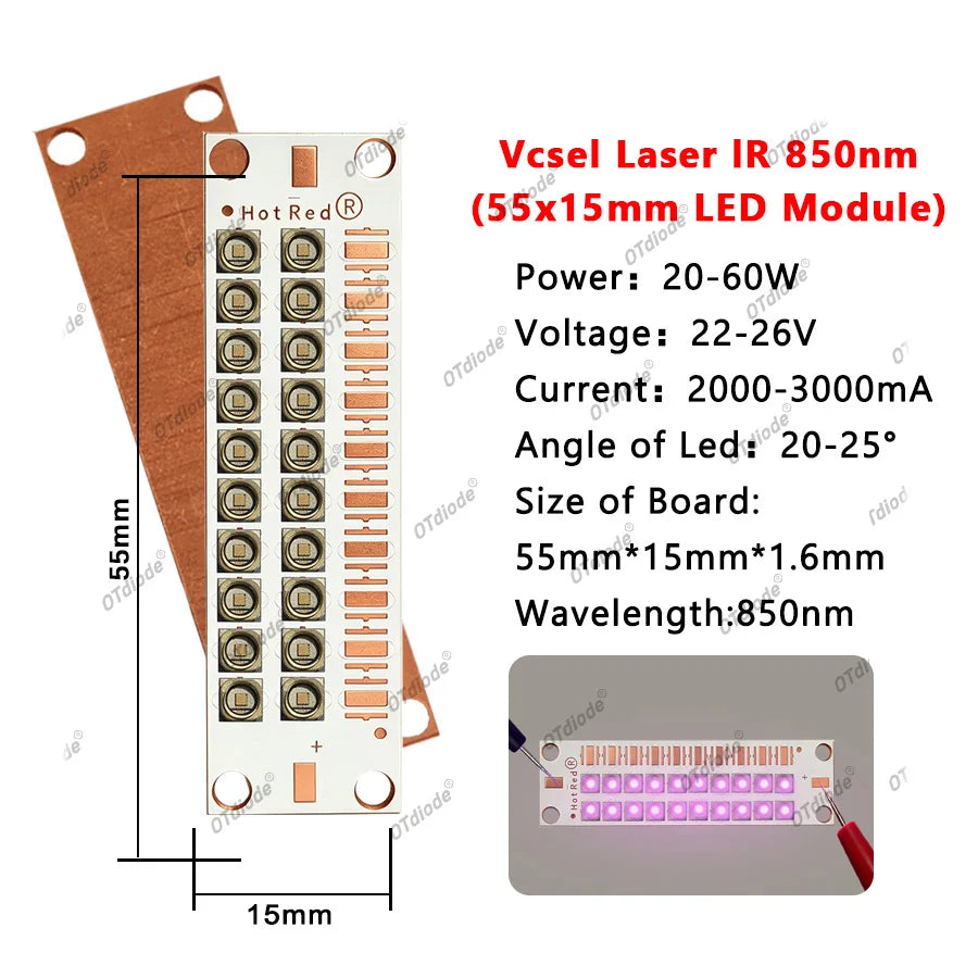 3535 Vcsel Laser High Power LED Chip IR Infrared 10W 20W 30W 50W 60W 80W 100W 850nm 940Nm 808nm 980nm 1064nm Sensing Monitoring
