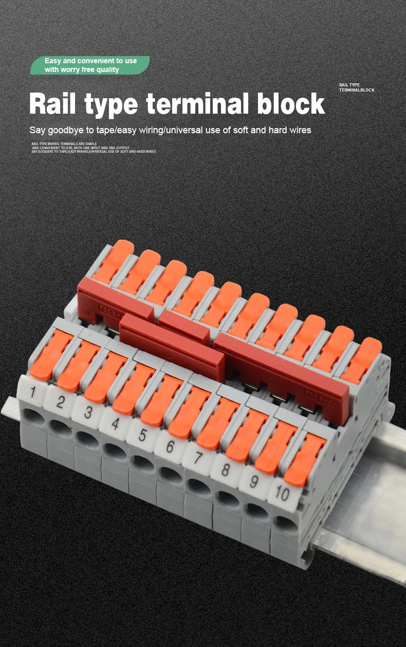 KV2.5 Direct Insertion Quick Terminal Block Rail Type Wire Connector Instead Of UK/ST/PT/SAK Docking For Parallel Connection