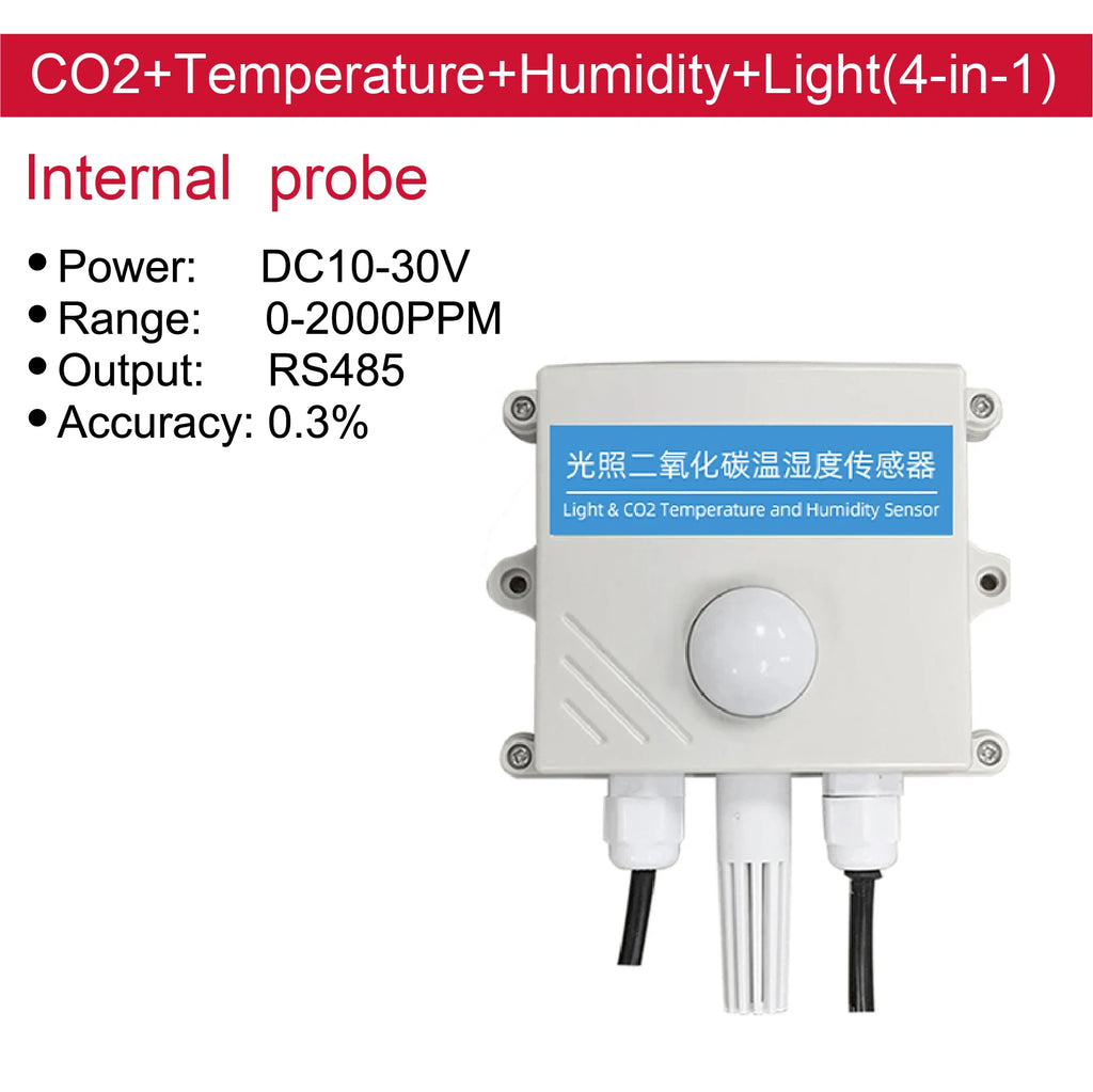 CO2 Transmitter NDIR Carbon Dioxide Sensor Air Quality CO2 Monitor Detector Indoor Meter for Home and Office Greenhouse
